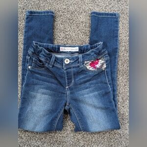 Girls Favorite Denim Jeans 7/8 Girls Sequin Heart on pocket Jegging